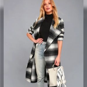 BB Dakota Black and White Plaid Coat